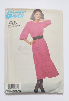 Simplicity Super Saver Pattern 8315 Dress Size NN 10-18 Petite Able 1987 Cut