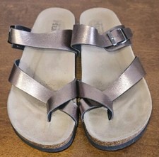 Women s Mudd Sandals Comfort Cork Bottom Strappy Metalic Brown Size 8