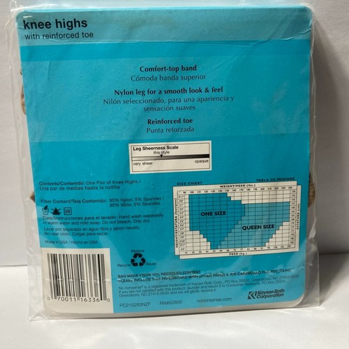 No Nonsense Knee Highs 8 Pairs Beige Size Q Queen Plus Reinforced Toe - Picture 7 of 12