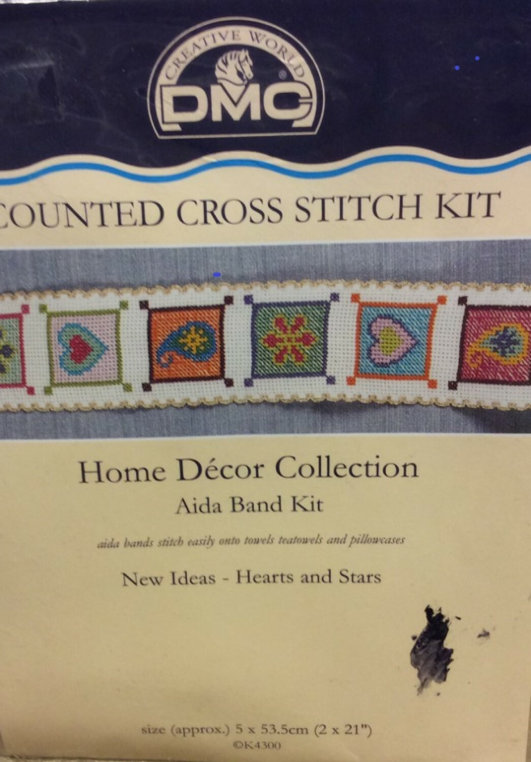Hearts & Stars Aida Band Cross Stitch Kit - DMC - 2"" x 21""