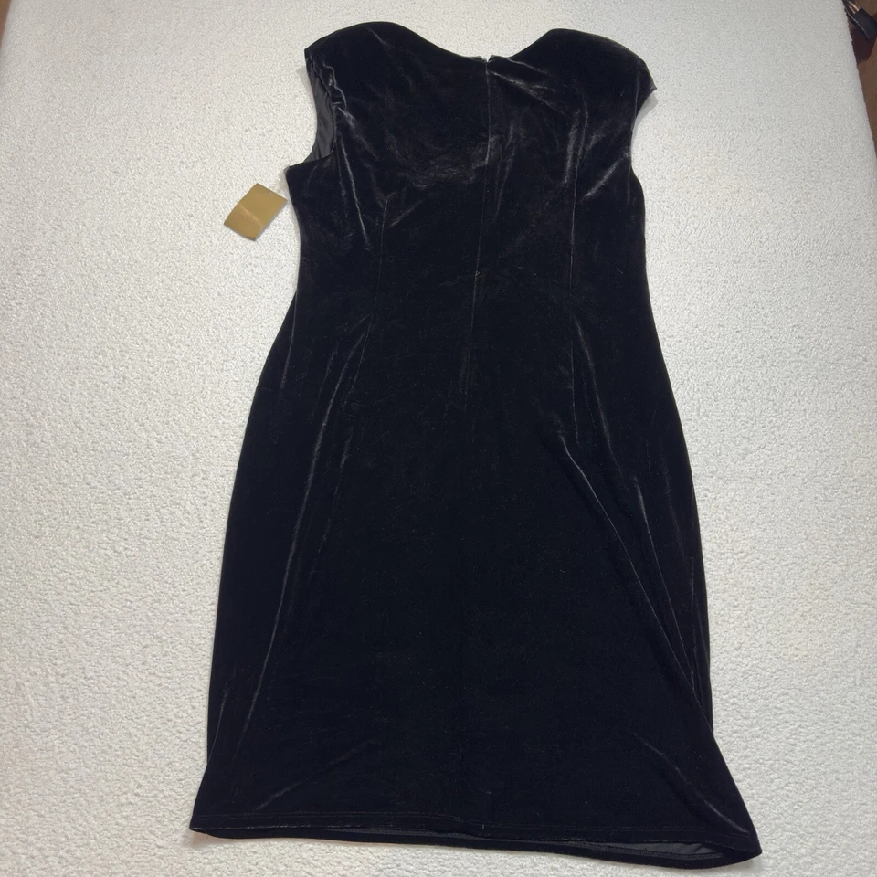 Новый с Ярлыками Nipon бутик женщин платье винтажный черный бархат искусственного надежном V шеи с подкладкой размер 18 - Изображение 4 из 4