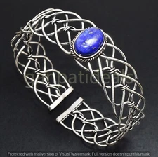 Christmas Sale ! Lapis Lazuli Gemstone 1pcs Cuff Bangle Lot 925 Silver Plated
