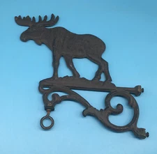 CAST IRON MOOSE MAN CAVE Cabin Door Coat Hat Key plant Hook Rack Hunting Gift