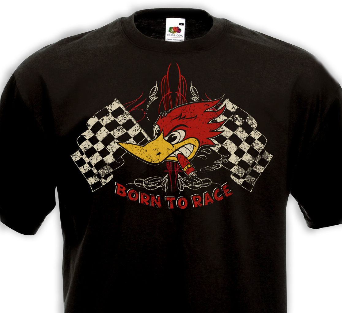 T-Shirt BORN TO RACE Racer Hot Rod Custom V8 pinstripe Biker