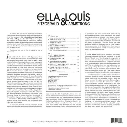 Ella & Louis Ella Fitzgerald & Louis Armstrong  180 Gram Vinyl LP [New & Sealed] - Image 3 of 4