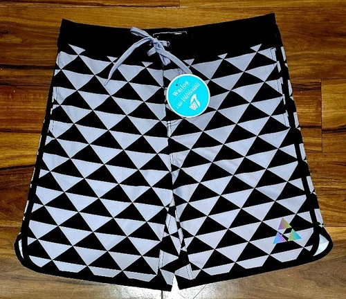 Wailoa Surf Short "Men 4 Way Stretch Board Short" Black Triangle Tribal