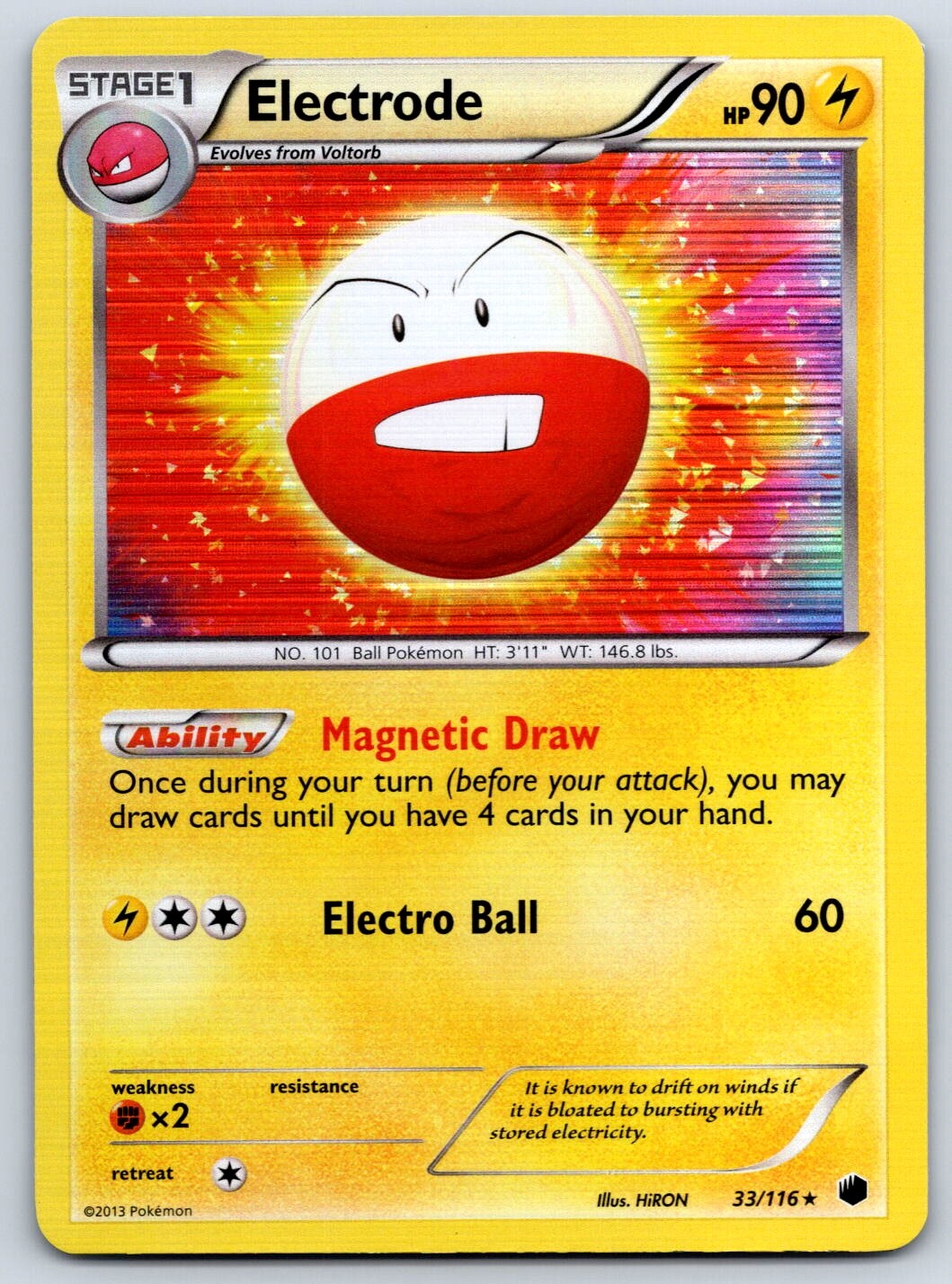 Electrode - Holo Rare - Plasma Freeze 33/116 Black White Pokemon Card LP