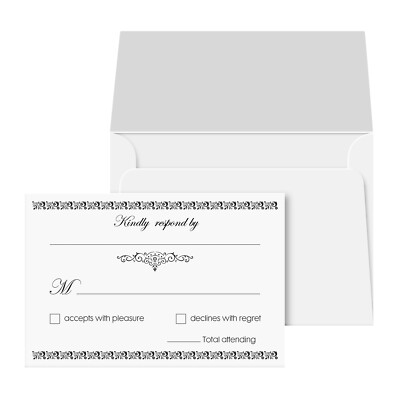 RSVP Wedding Return Cards and Envelopes, White, 4 x 6 (A6 Size), 50 Per Pack