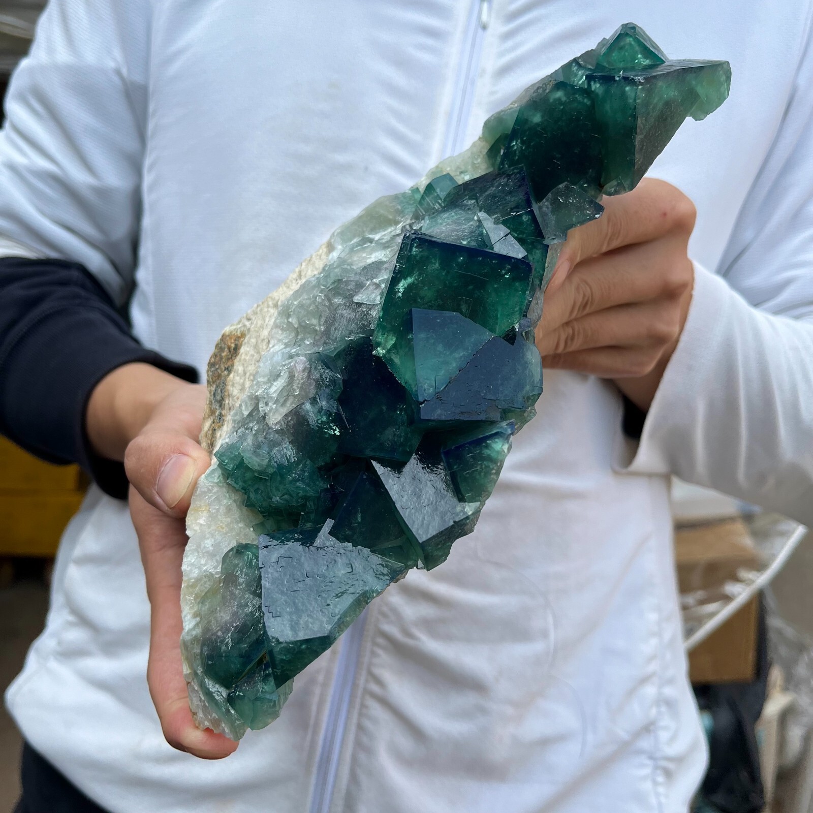 5.5lb NATURAL Green Cube FLUORITE Quartz Crystal Cluster Mineral Specimen