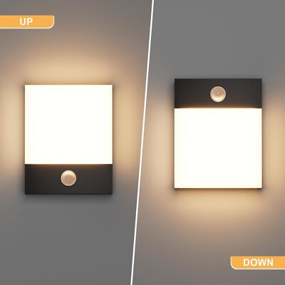 24W LED Außenleuchte mit Bewegungsmelder Wandleuchte Anthrazit Sensor Außenlampe