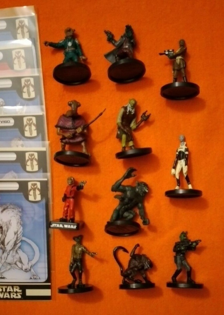 Star Wars Miniatures 11 figure & card FRINGE LOT Jabbas Palace/Book Of