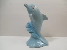 Old MCS Blue Dolphin Porcelain Figurine ~ Made In Brasil ~ Brazil ~ 7" Tall