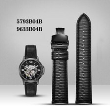 Curved End Watchband Genuine Leather Colorful Pin Buckle Strap Bracelet 20-21mm