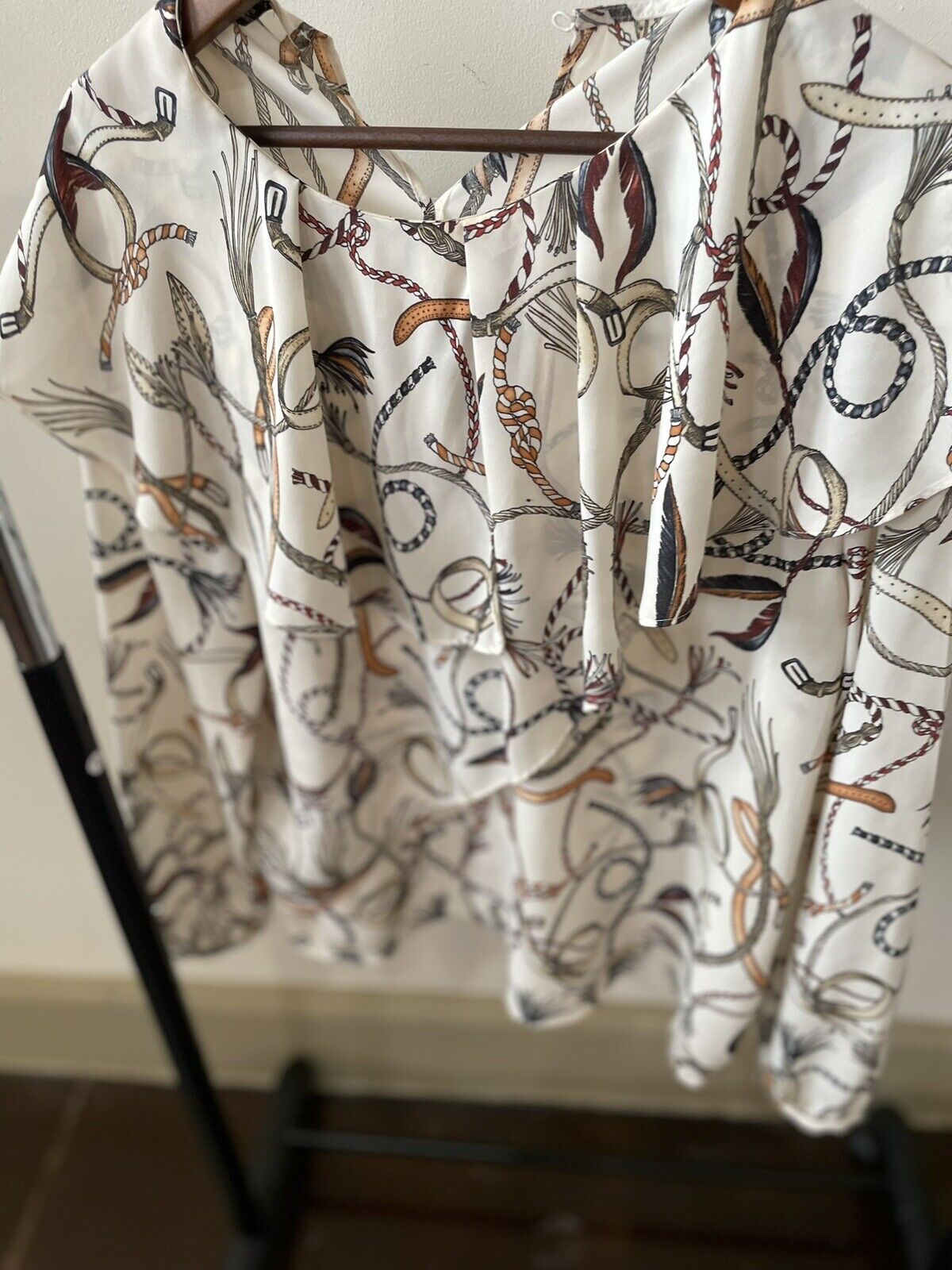 Zara Printed blouse With Pictures Of Belts - image 1