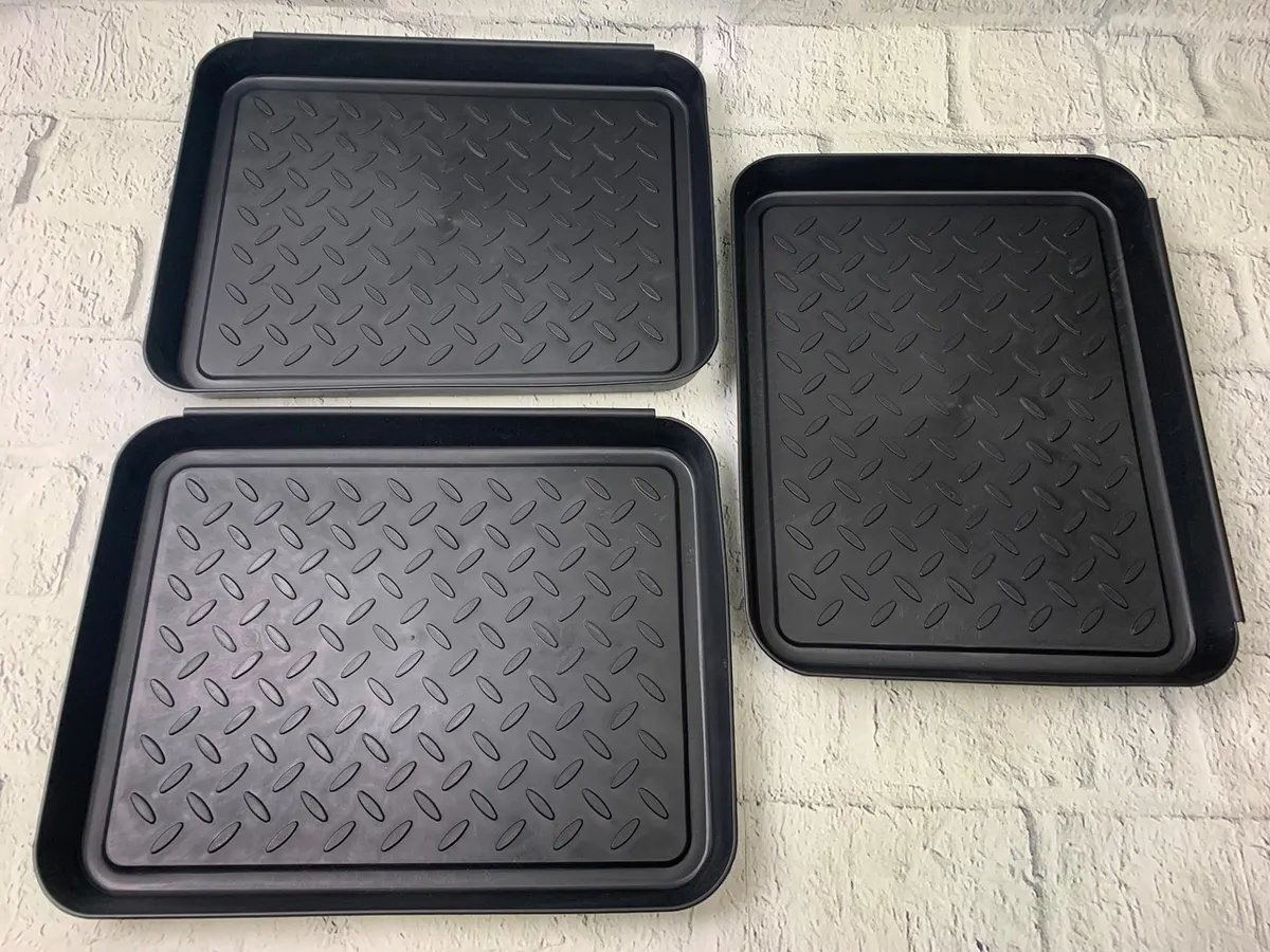 Set of 3 Square Boot Tray Plastic Utility Shoe Mat Tray for Entryway