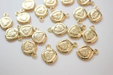 6pcs Gold Heart Charm,18K Gold Plated Brass Love Heart Pendant,Medallion Charm