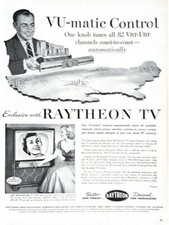 1953 Raytheon TV Vintage Print Ad VU-Matic Control One Knob