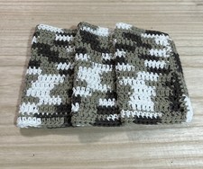 HANDMADE SET OF 3 CROCHET COTTON DISH CLOTHS OR WASH CLOTHS 7 X 7 INCHES NEW 