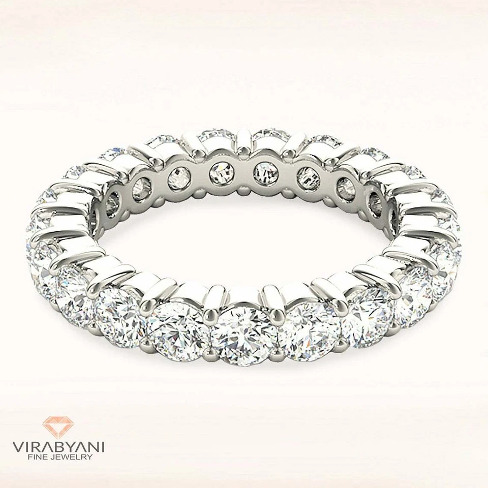 3.20 ct G-VS1 Diamond Eternity Band Shared Prong Eternity Ring in Platinum - Image 4 of 4