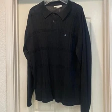 Geoffrey Beene  2-Button Collared Lightweight Sweater Black  Men's  Size XL  NEW