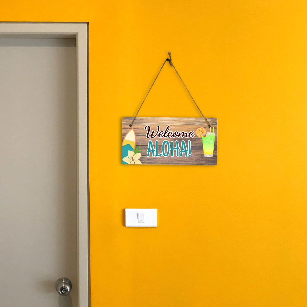 Welcome Aloha! 5x10 Hanging Plus Wall or Door Sign | Home Decor | eBay