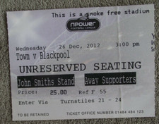 2012-13  Huddersfield Town v Blackpool  - Championship - Ticket Stub