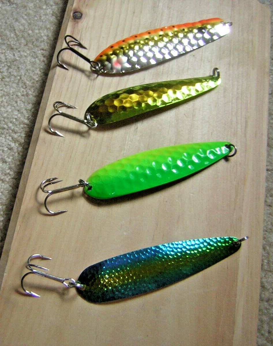 FOUR (4) Magnum Great Lakes Assorted Trolling Spoons-Pre-owned