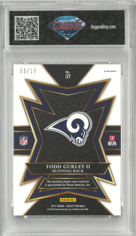 2017 Panini Select TODD GURLEY II 37 Gold Sparks Patch /10 💎 DSG 10