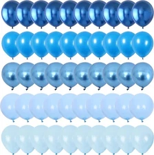 Blue Balloon Set 60 Packs 12 Inches Metallic Chrome Pearl Shower Birthday Party