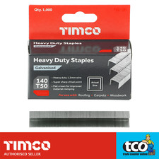Image of Timco Galvanised 1.2mm Staples 1000 Pack 6mm 8mm 10mm 12mm 14mm | Type G T50 140