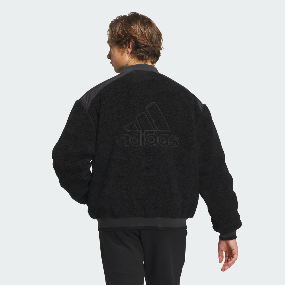 New Adidas Mens FLEECE COLLEGE EIGHT PADDED JACKET IL8919 BLACK