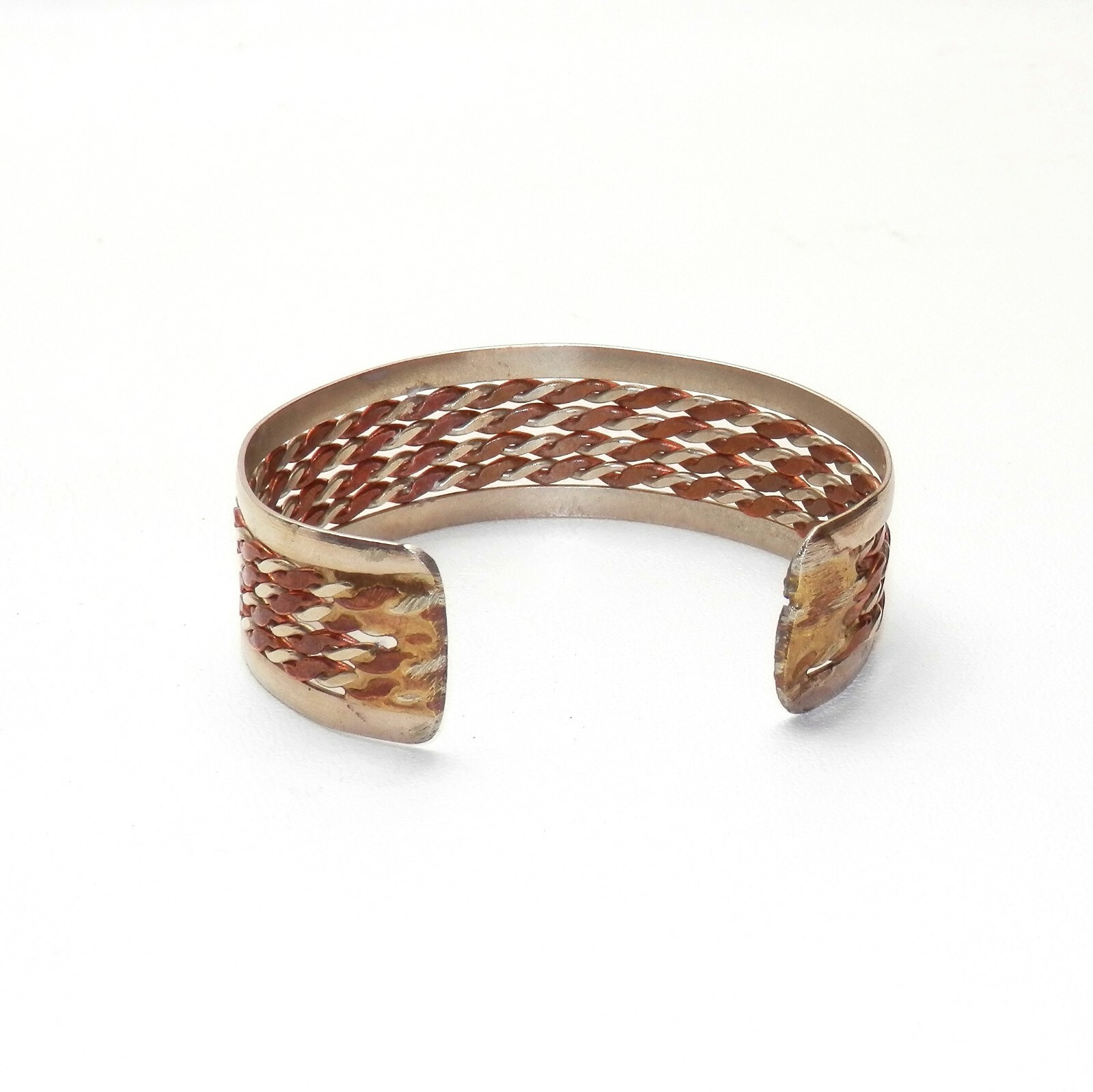 Pre-Owned SOLID Copper Silver Plated Braided desi… - image 2