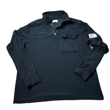 TOPMAN Ribbed Sweatshirt Mens Large Pullover Zip Up Black Polyester Pocket