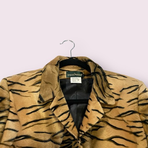 Harve Bernard Faux Fur Jacket Women Size 8 Petite Animal Print - Picture 8 of 21