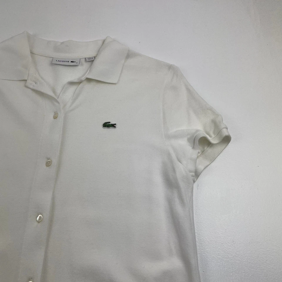 Lacoste рубашка-поло платье на пуговицах белый классический логотип женщин размер 36 / Великобритании 8 - Изображение 2 из 4