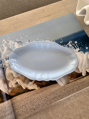 J&G Meakin Glamour Celeste Blue 8.5'' Oval Platter, Vintage England, 40's-50's