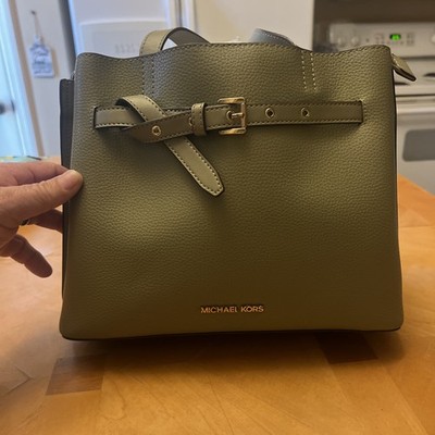 Michael Kors Emilia Small Pebbled Leather Satchel, Light Sage (green)
