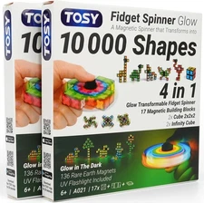 TOSY Magnet Fidget Spinner Glow - 16 blocks, 3in1 Toy: B (Set of 2) 