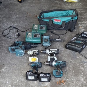 Makita 18V 7-Tool Set Drill, Impact Driver, Hammer, Sander, 4 Batteries, Bag