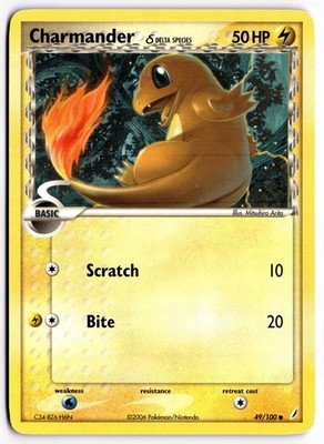 Pokemon TCG Charmander (Delta Species) 49/100 Crystal Guardians Common LP