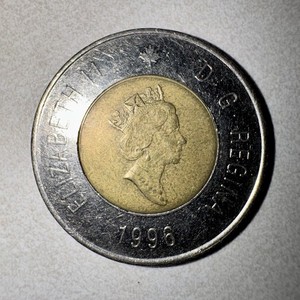 1996 CANADIAN $2 TOONIE TWO DOLLAR CANADA