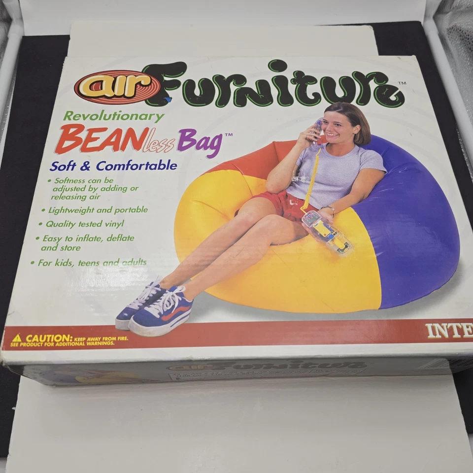Silla inflable bolsa sin frijoles Intex Air Furniture de colección 1999 azul rojo amarillo nueva de colección Foto 2 de 4