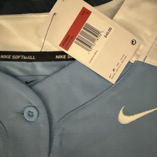 Nike Womens Vapor Select 1-Button Softball Jersey - AV6715 453 - Blue Size LARGE