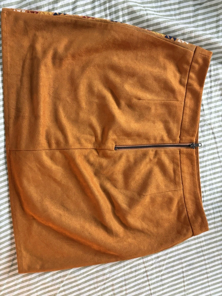 Minifalda Lulumari Anthropologie Boho Tribal Estampado Geométrico Naranja Talla PEQUEÑA Foto 4 de 4