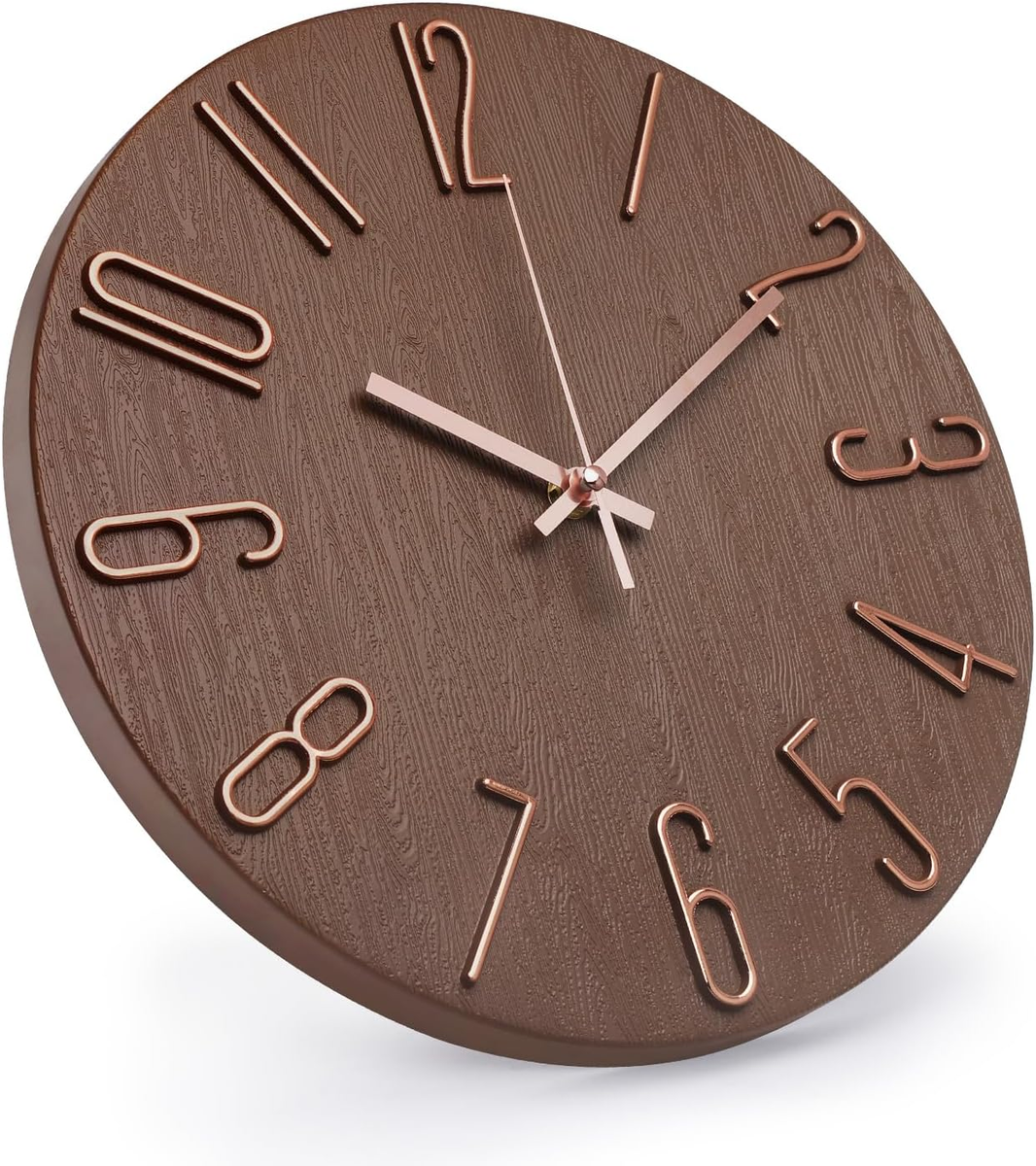 Wall Clock 12 Inch Silent Non-Ticking Imitation Wood Indoor Clock