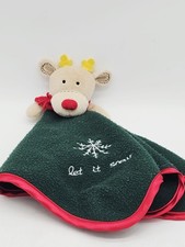 Carter's Reindeer Christmas Plush Lovey "Let it Snow" Embroidered Satin Edge