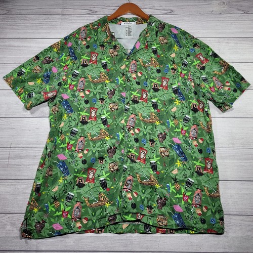Disney Parks Trader Sam's Grog Grotto Mens XXL Button Up Enchanted Tiki Hawaiian