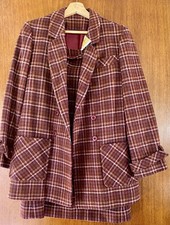 Vintage Pendleton Wool Skirt Suit Rust-red Plaid Size 7/8