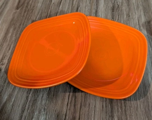 Fiesta Orange Poppy Square Dinner Plate 10.75" Set Of 2 Fiestaware HLC USA
