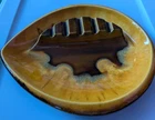 VTG  MCM ROYAL HAEGER ART POTTERY ASHTRAY CERAMIC  2095 GOLD BROWN SWIRL DRIP